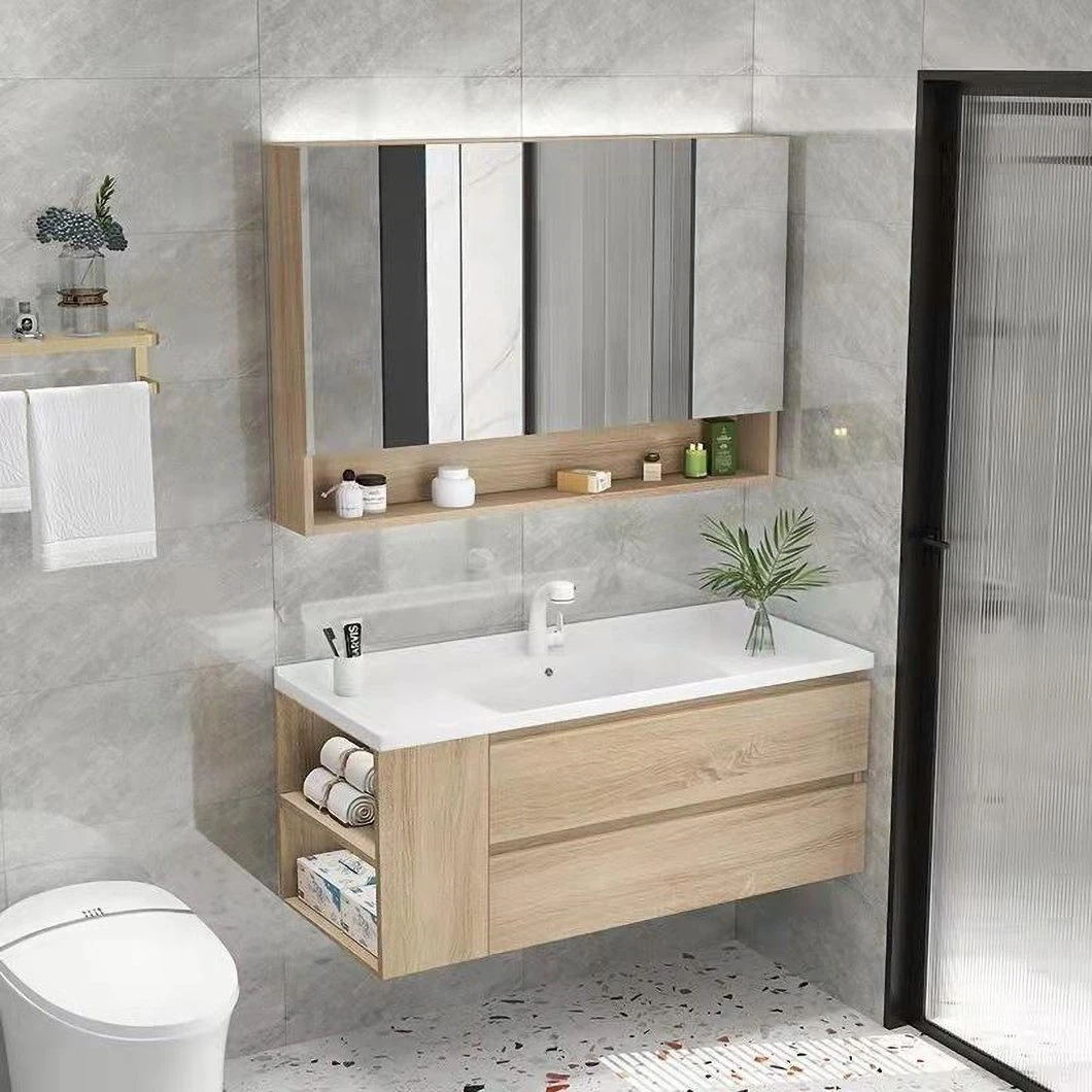 OEM Matte White Wall-Mounted Bathroom Cabinet 36 Inches Unique Standing American Ceramic Integrated Basin Bathroom Vanity Set