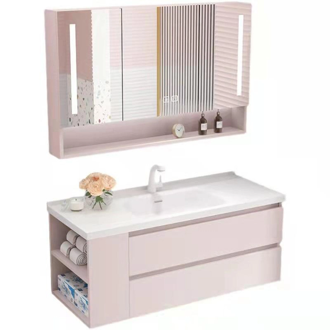 OEM Matte White Wall-Mounted Bathroom Cabinet 36 Inches Unique Standing American Ceramic Integrated Basin Bathroom Vanity Set