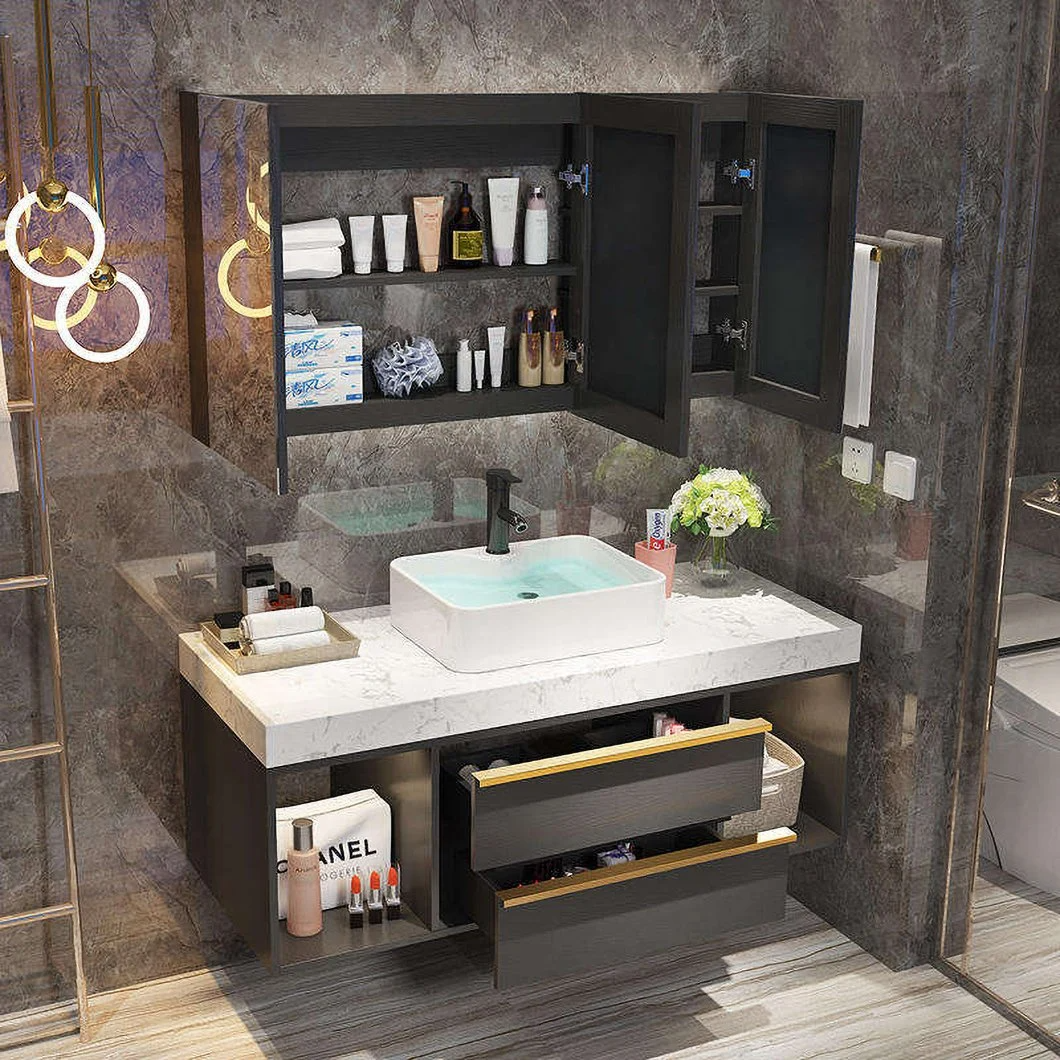 USA and Canada, European Hot Sale Modern Small Square Solid Wood Bathroom Vanities Cabinet in Hangzhou