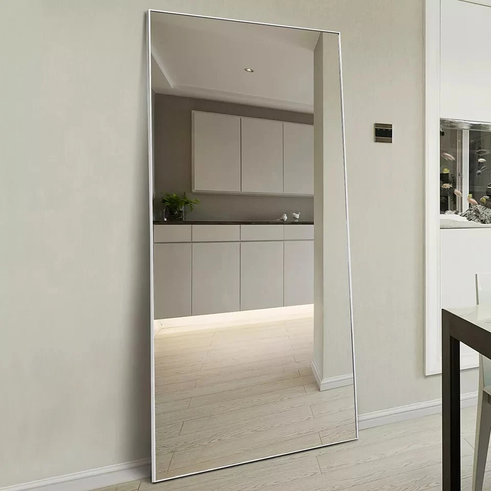 Explosion-Proof Big Wall Mirrors Full Length Bedroom Aluminum-Framed Floor Stand Gold Mirror