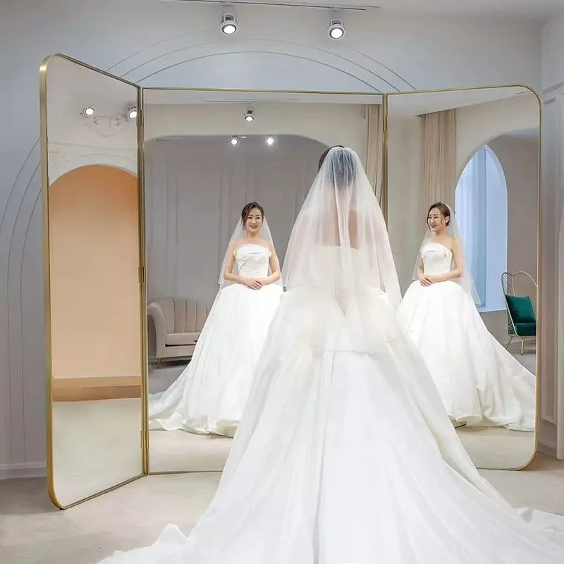 Factory Wholesale Standing Mirror Luxury Large Floor Mirror Square Round Full Length Mirror for Bridal Shop