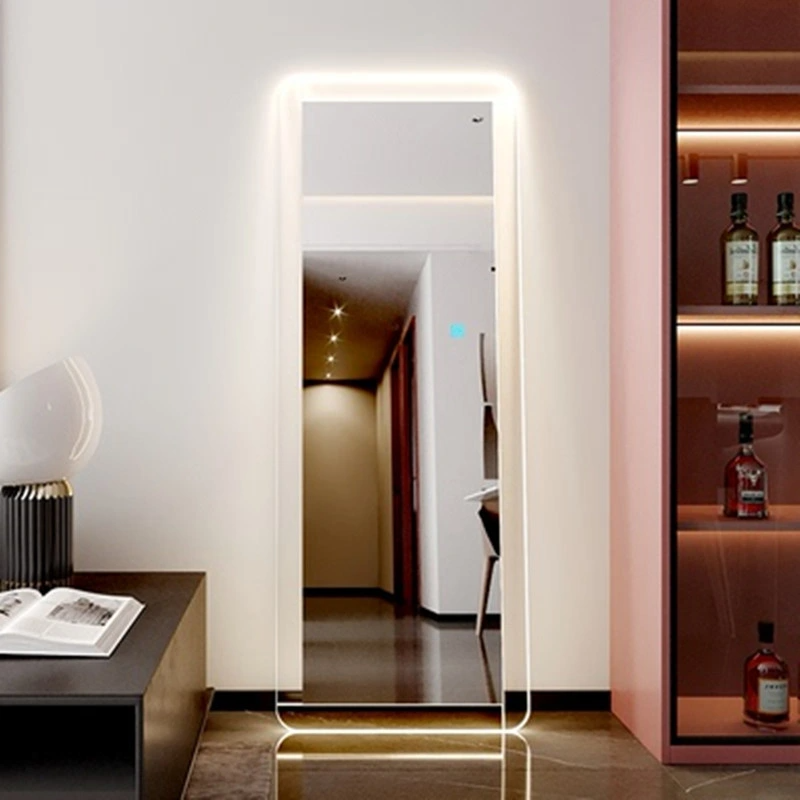 Full Length LED Light Intelligent Acrylic Light Against The Wall Floor Mirror Fitting Square Bedroom Mirror