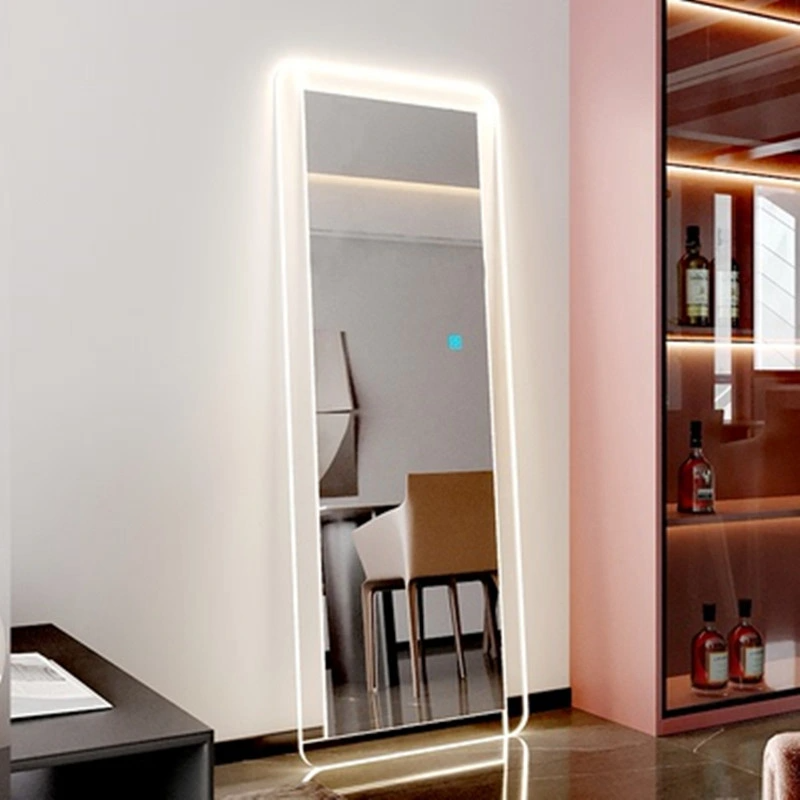 Full Length LED Light Intelligent Acrylic Light Against The Wall Floor Mirror Fitting Square Bedroom Mirror