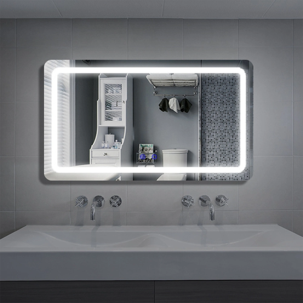 Luxury Home Decorative Smart Wash Basin Mirror LED Bathroom Frameless Backlit Wall Glass Vanity Mirror