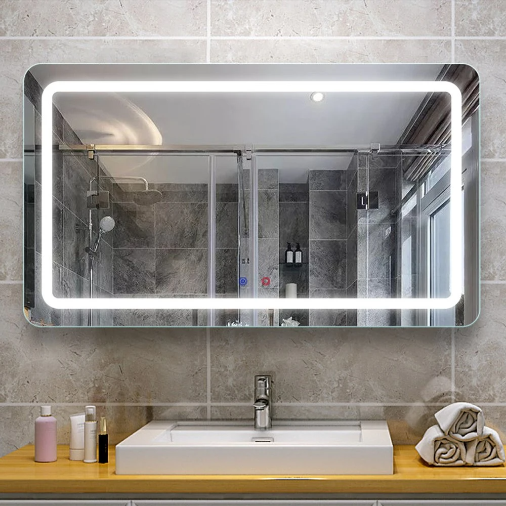 Luxury Home Decorative Smart Wash Basin Mirror LED Bathroom Frameless Backlit Wall Glass Vanity Mirror