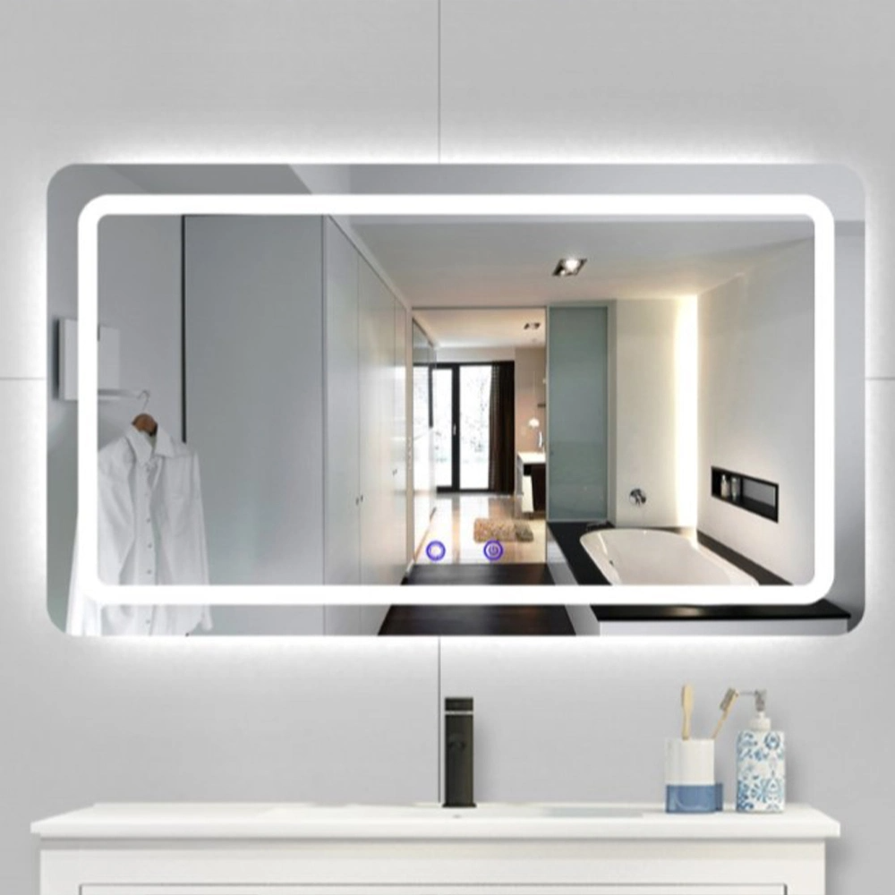 Luxury Home Decorative Smart Wash Basin Mirror LED Bathroom Frameless Backlit Wall Glass Vanity Mirror