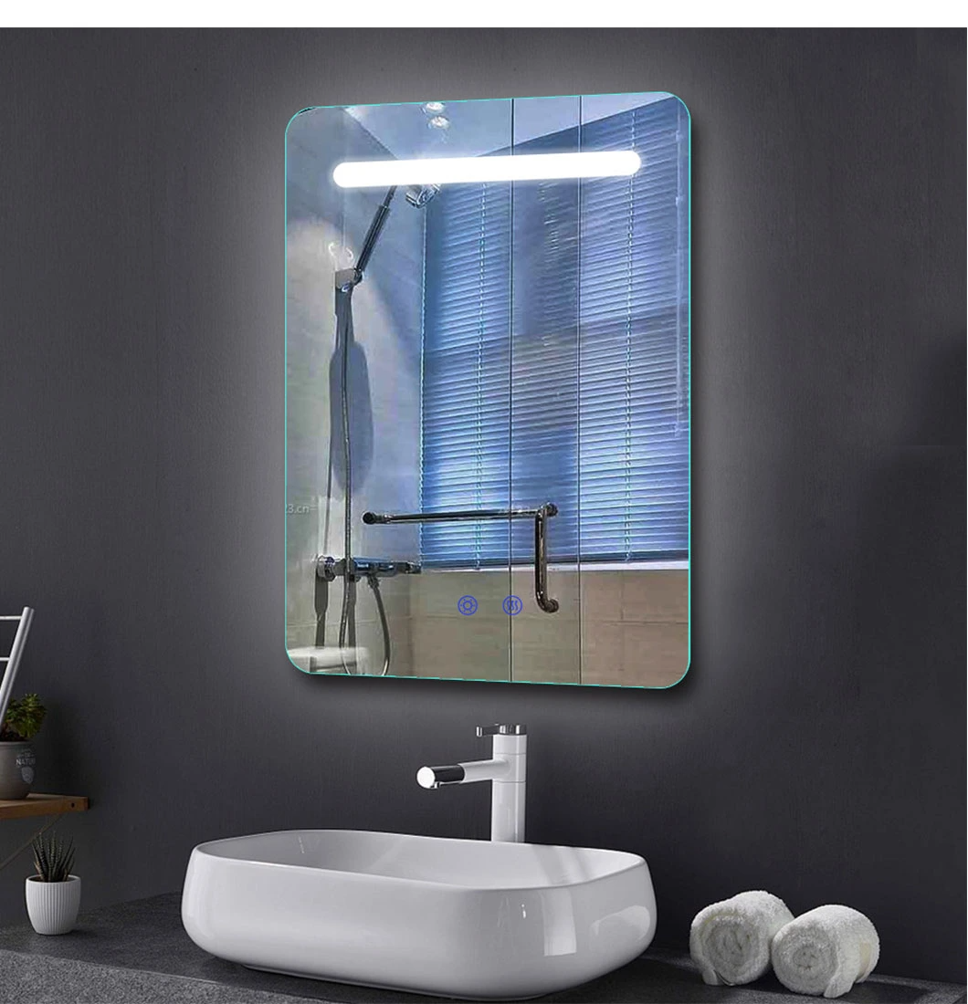 Single Sided Illuminated Mirrors Toilet White Bathroom Vanity Mirror