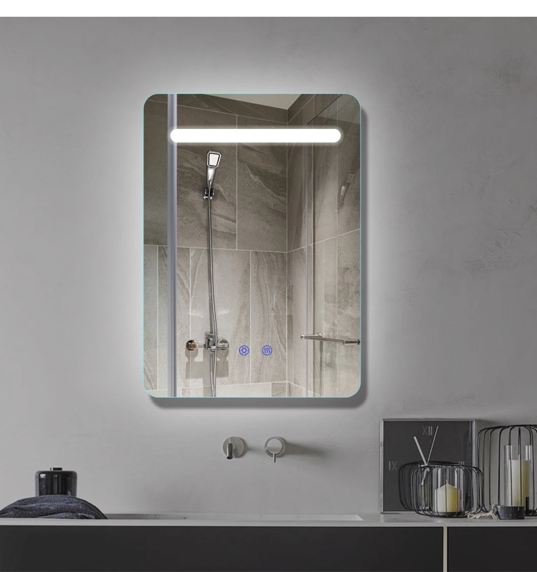 Single Sided Illuminated Mirrors Toilet White Bathroom Vanity Mirror