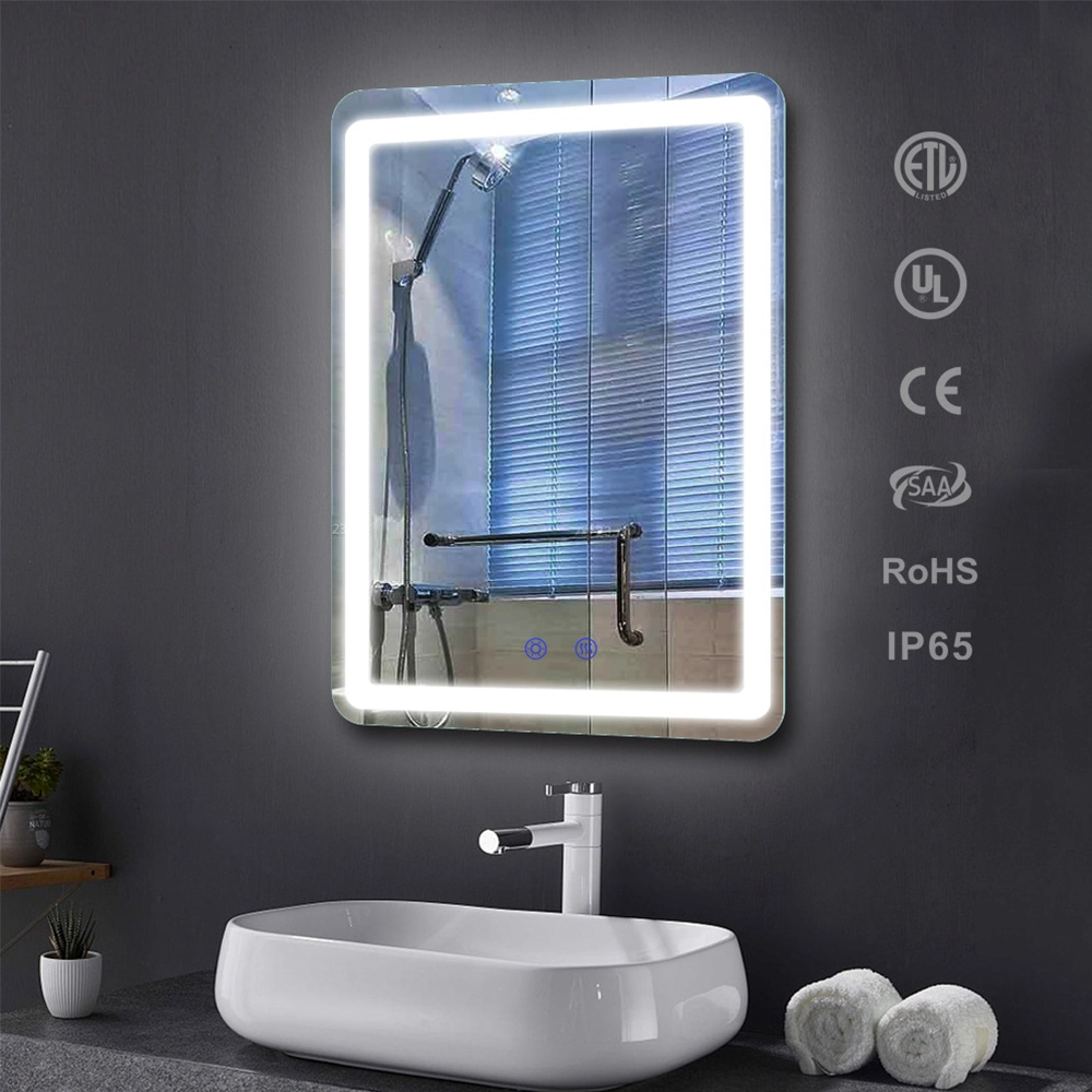 Factory Hotel Large Rectangle Touch Screen Backlit Smart LED Light Lighted Square Bathroom Wall Mirror