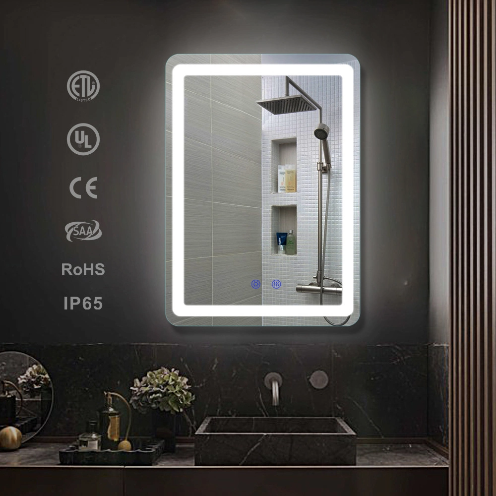 Factory Hotel Large Rectangle Touch Screen Backlit Smart LED Light Lighted Square Bathroom Wall Mirror