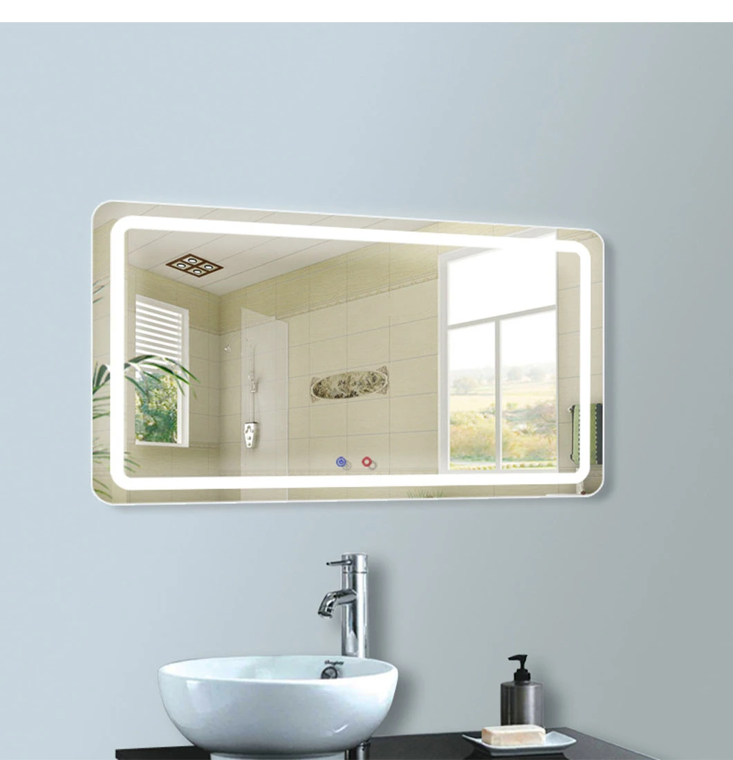 High Quality Unfolded Single Sided Glass Dressing Cosmetic Makeup Vanity Illuminated Bathroom Mirror