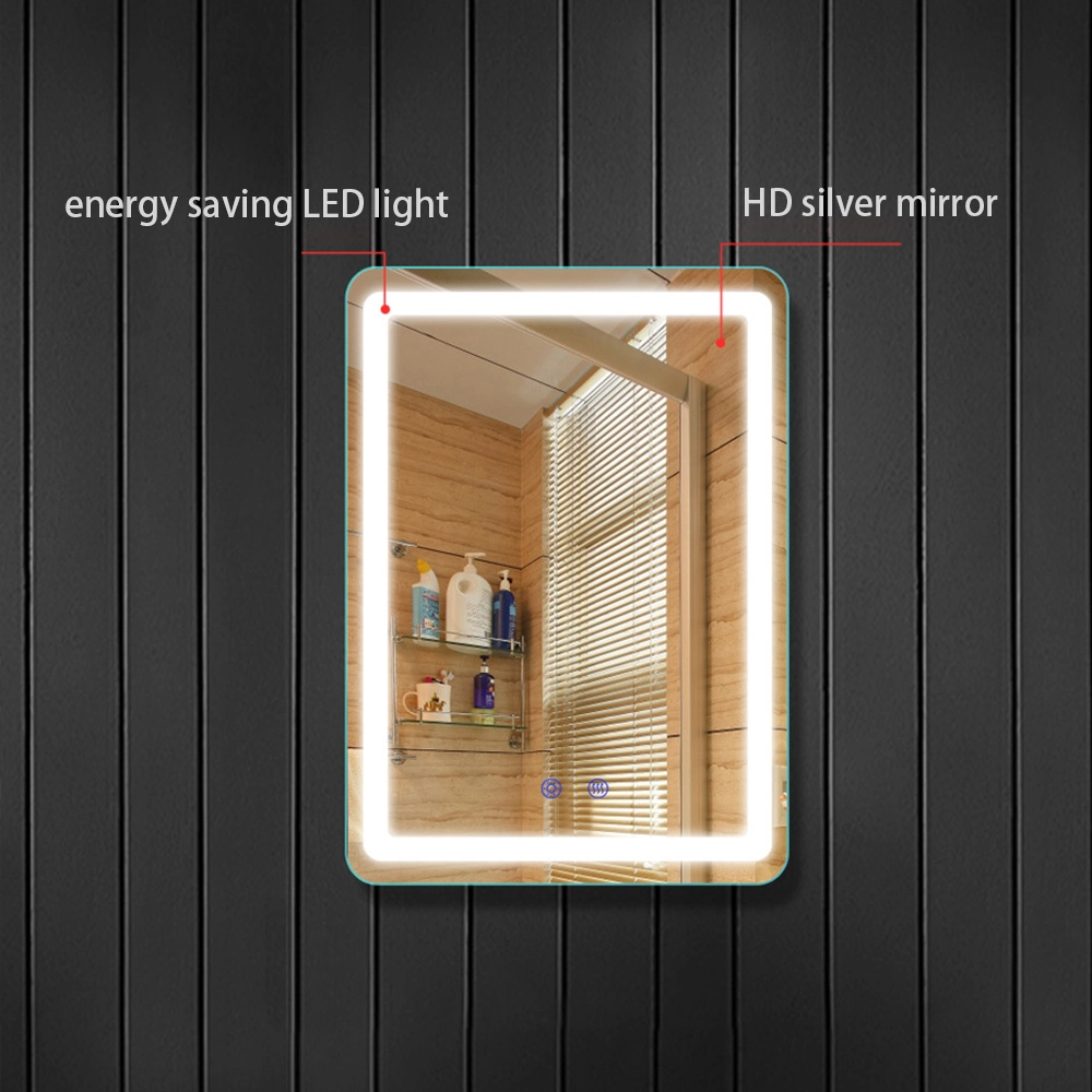 LED Defogger Lighted Smart Bluetooth Bathroom Mirror with Digital Clock