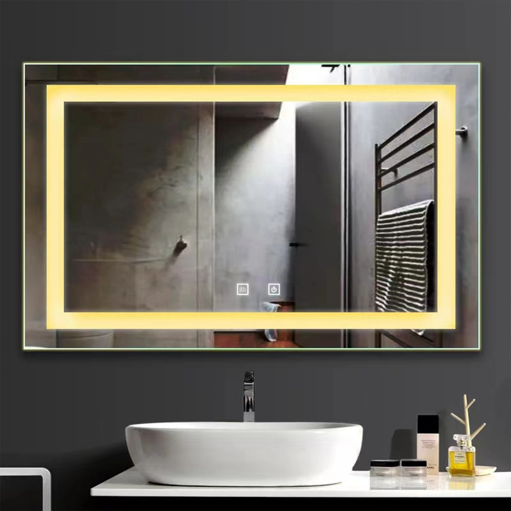 Modern Style Rectangular Time Display Mirror Bathroom Customized LED Backlit Defogger Smart Mirror