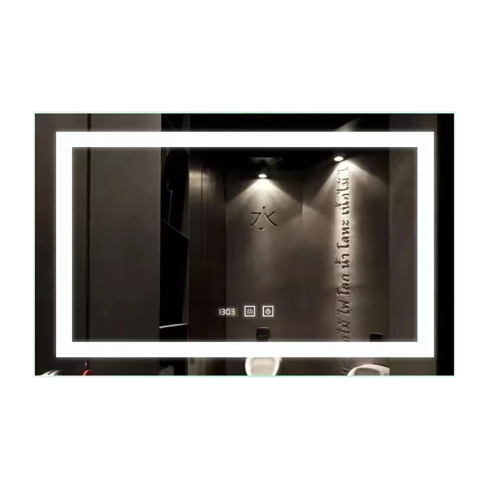 New Design 5mm Wall Mounted Hotel Home Decoration Mirror Lighted 3000K-5000K Bathroom Mirror LED Mirror with Defogger with Touch Sensor