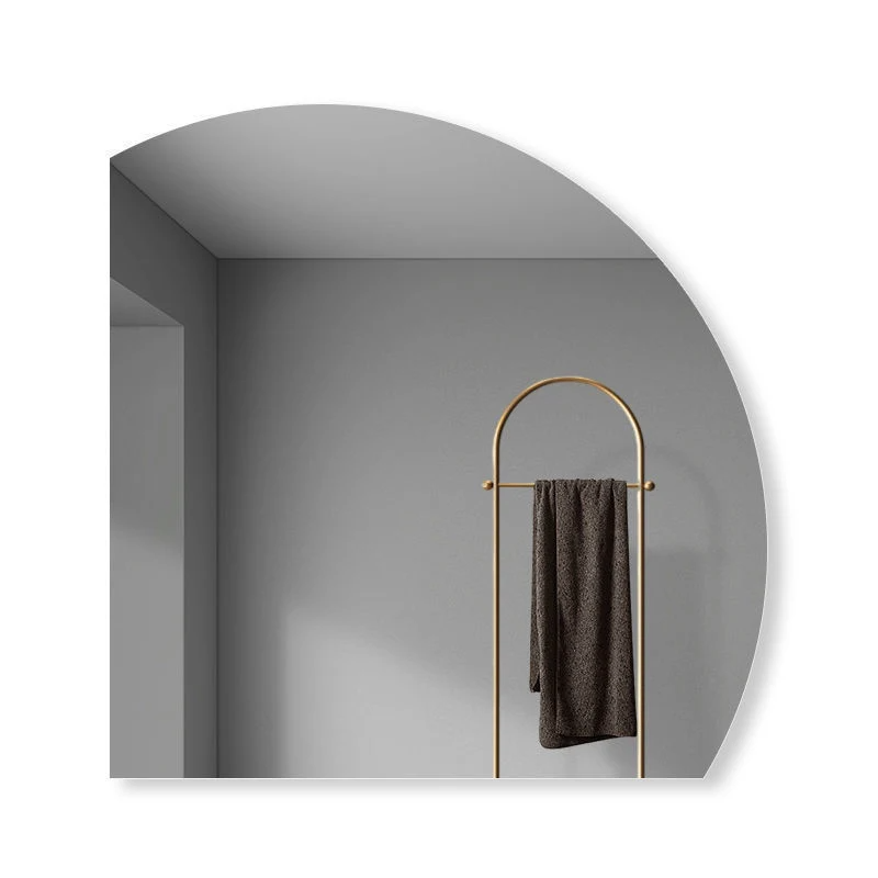 Nordic Brushed Golden Metal Frame Decorative Bathroom Horizontal Irregular Wall Glass Mirror