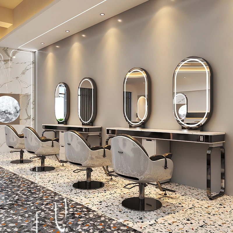 Beauty Salon Mirror Styling Stations with LED Light