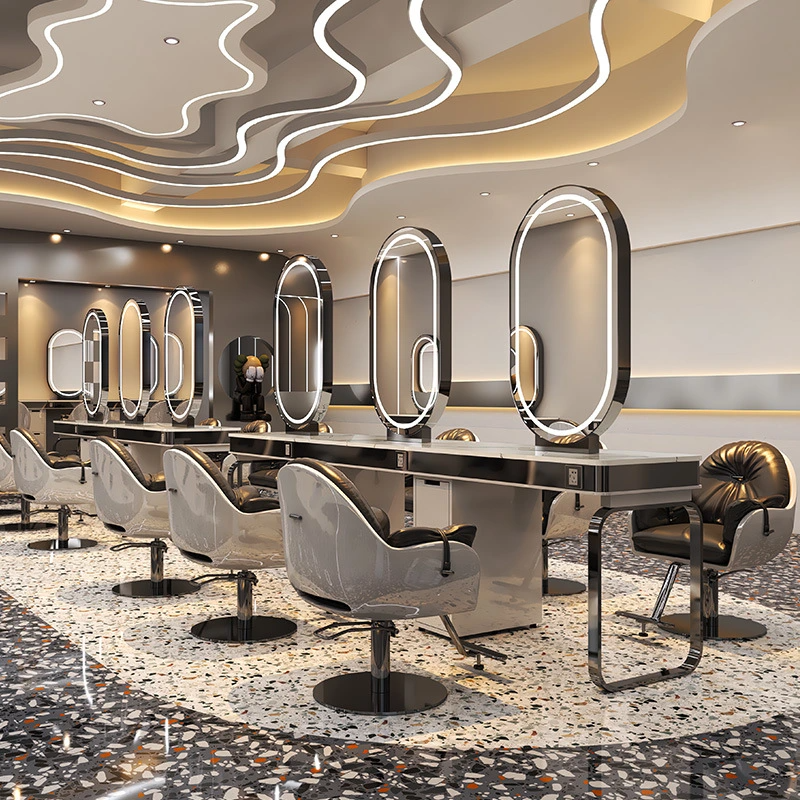 Beauty Salon Mirror Styling Stations with LED Light