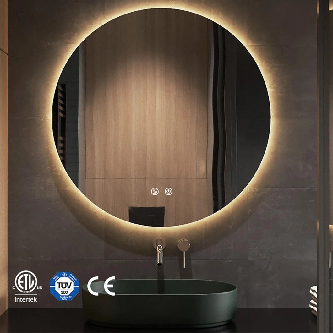 Customized LED Backlit Mirror Round Anti-Fog Frameless LED Lighted Hotel Luxury Bathroom Mirror