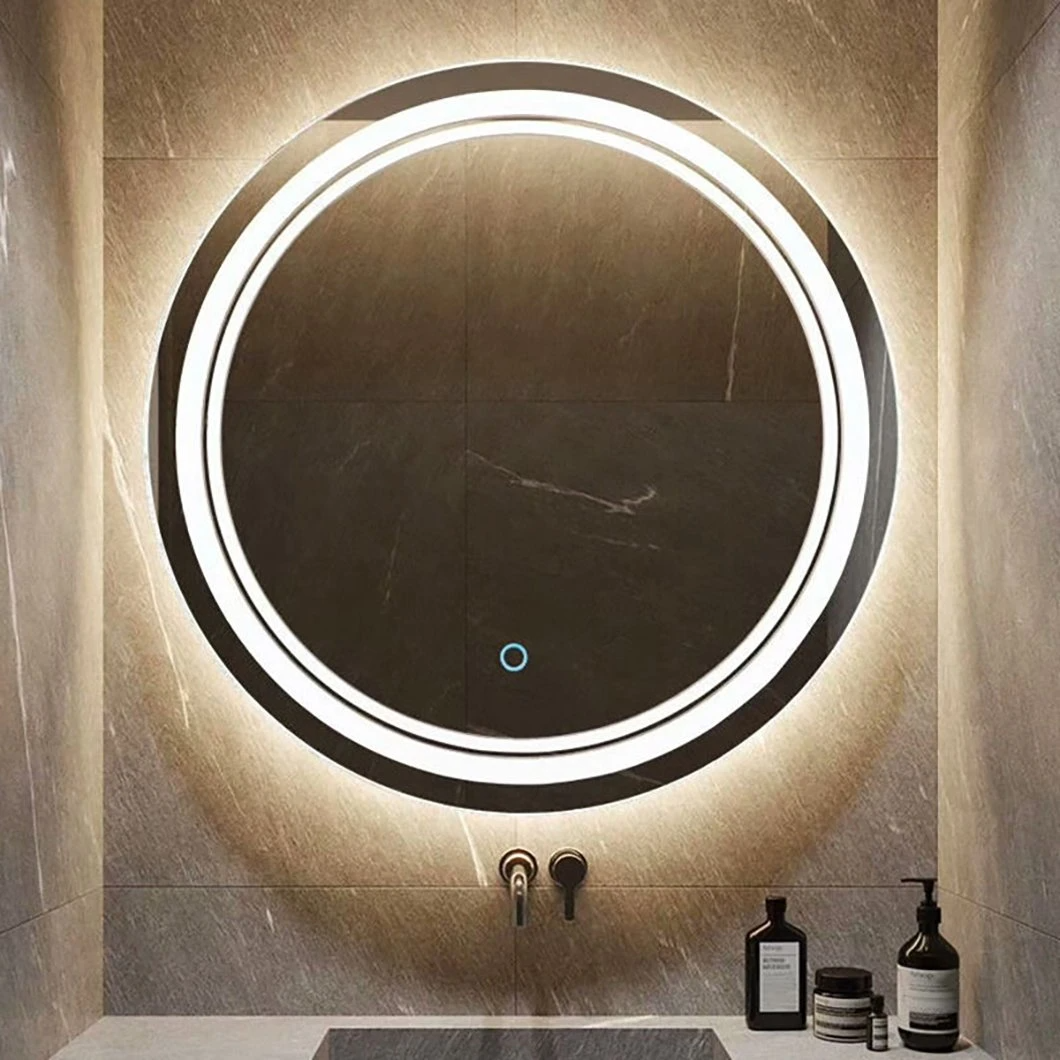 Customized LED Backlit Round Anti-Fog Frameless LED Lighted Hotel Luxury Bathroom Mirror