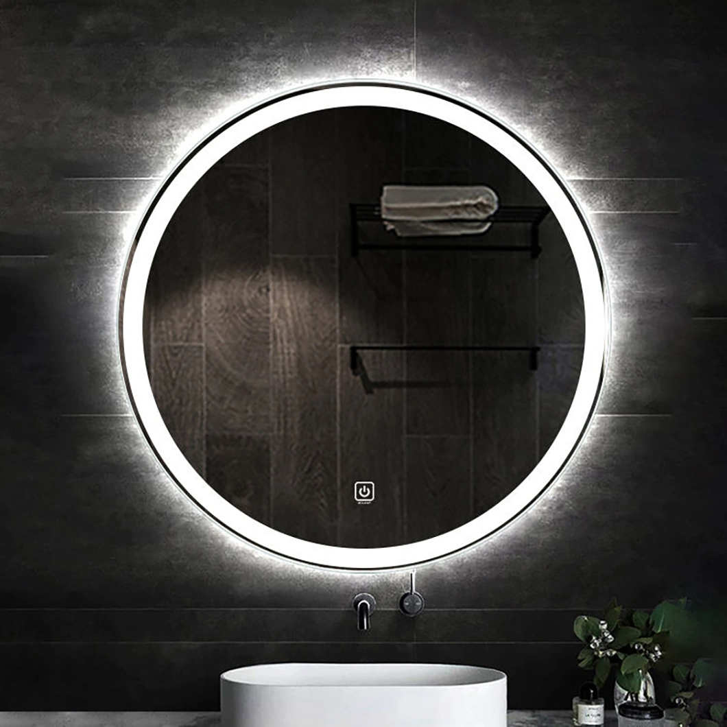 Customized LED Backlit Mirror Round Anti-Fog Frameless LED Lighted Hotel Luxury Bathroom Mirror