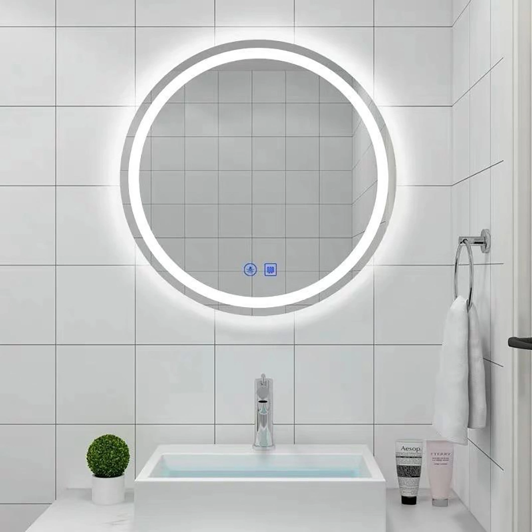 Customized LED Backlit Mirror Round Anti-Fog Frameless LED Lighted Hotel Luxury Bathroom Mirror