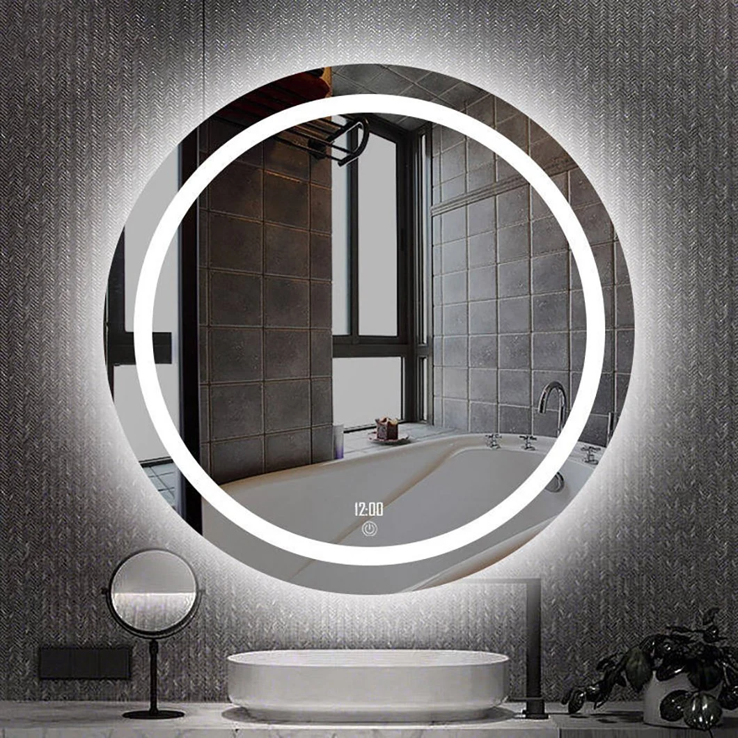 Customized LED Backlit Round Anti-Fog Frameless LED Lighted Hotel Luxury Bathroom Mirror