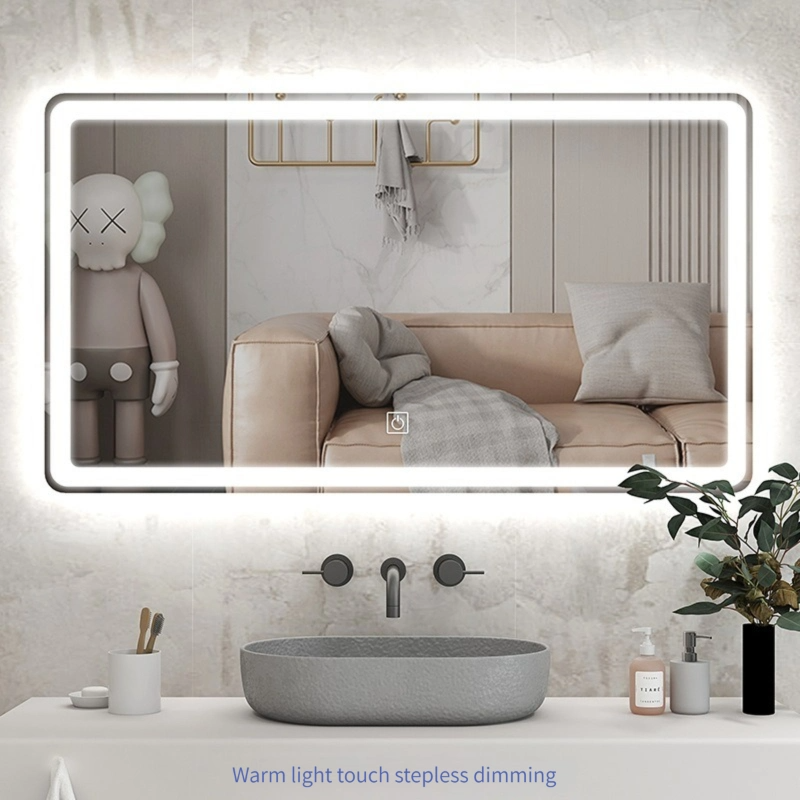 Hot Sale Rectangle Aluminum Vanity Android Mirror Smart LED Bathroom Mirror for Hotel