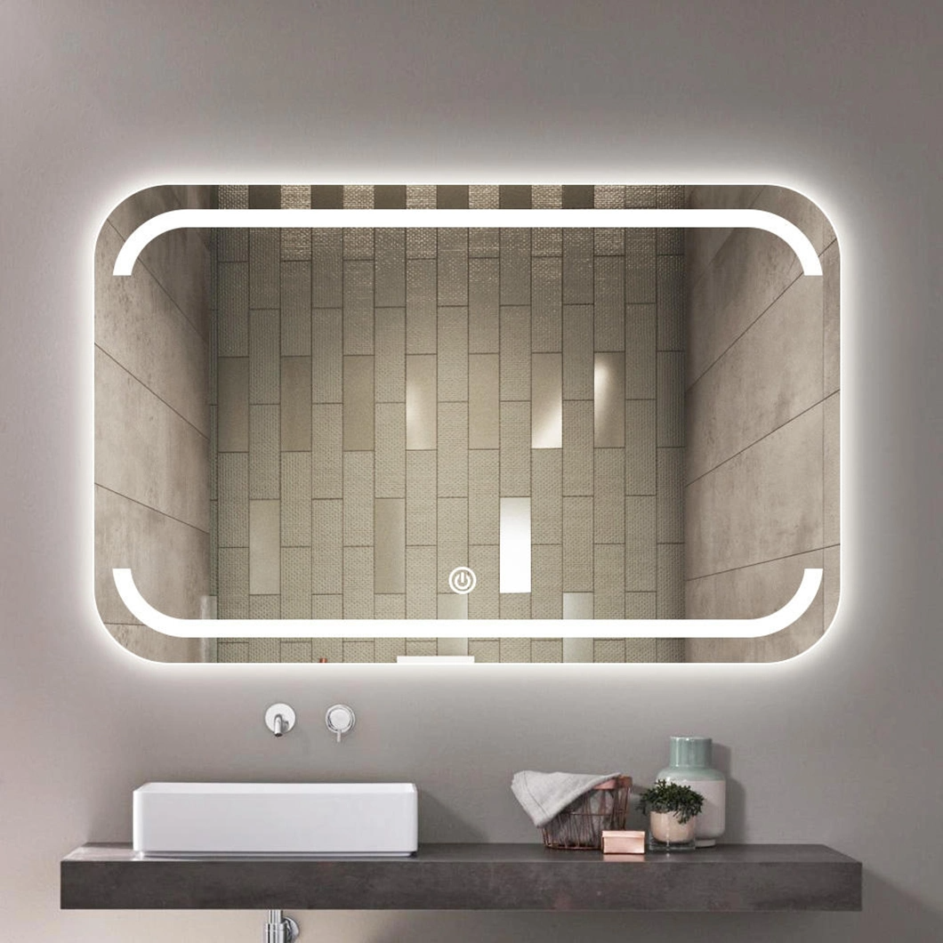 LED Light Bathroom Smart Mirror with Electronic Anti-Fog, Smart Touch Function, Time Display