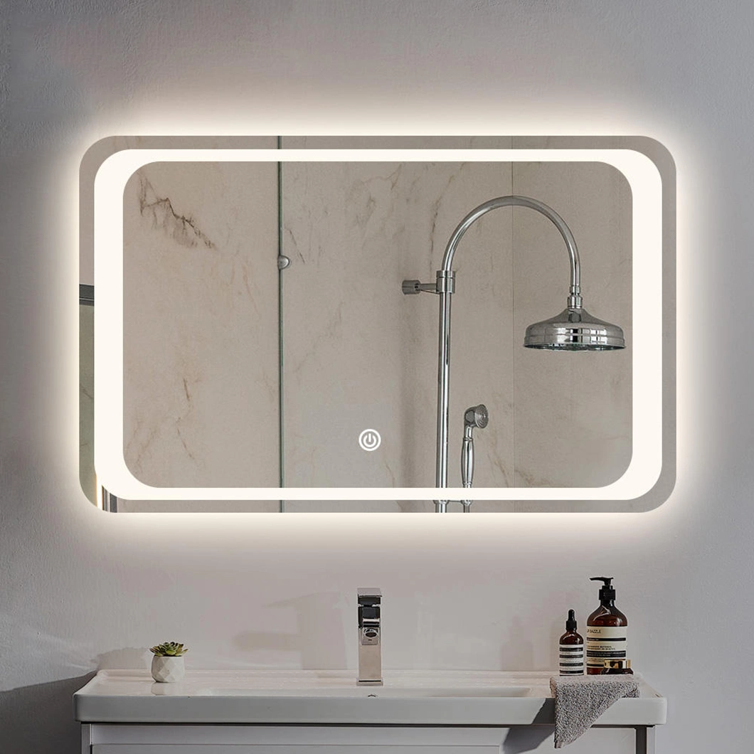 LED Light Bathroom Smart Mirror with Electronic Anti-Fog, Smart Touch Function, Time Display