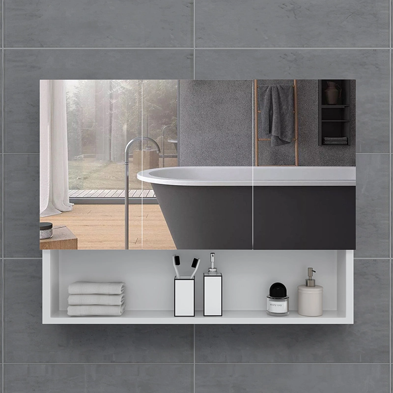 Luxury Bathroom Mirror Cabinet Bathroom Sink Vanity Cabinets Modern LED Bathroom Mirror with Time Display