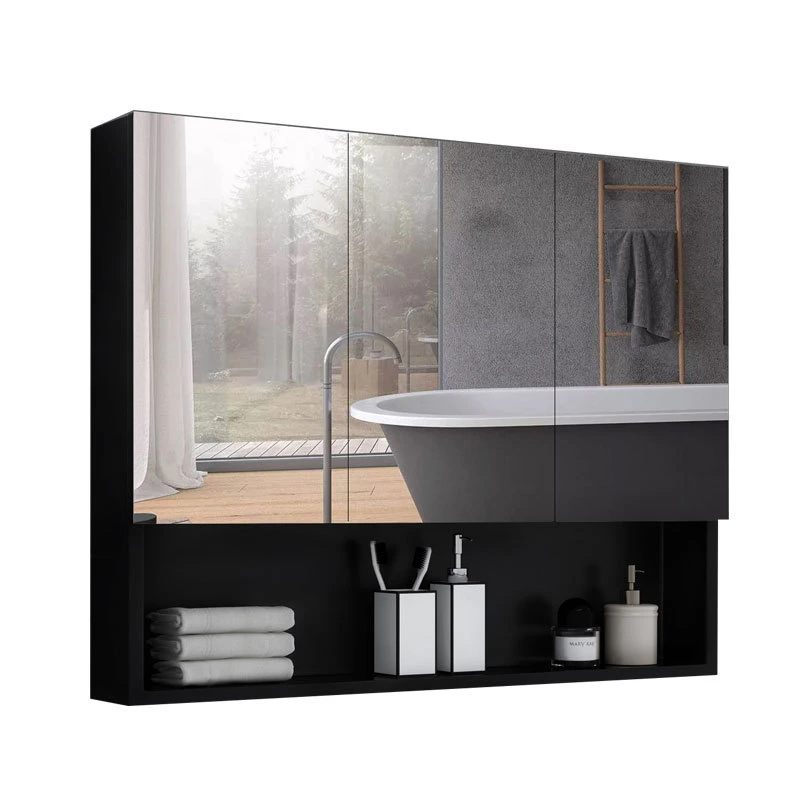 Luxury Bathroom Mirror Cabinet Bathroom Sink Vanity Cabinets Modern LED Bathroom Mirror with Time Display