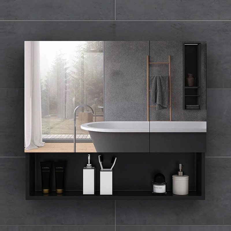 Luxury Bathroom Mirror Cabinet Bathroom Sink Vanity Cabinets Modern LED Bathroom Mirror with Time Display