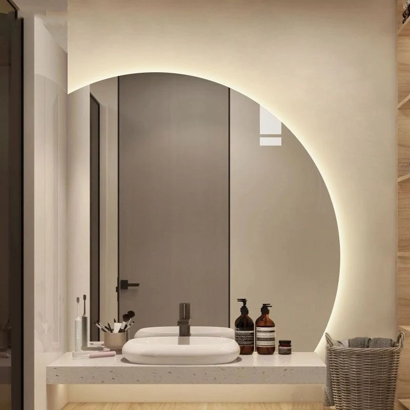 Modern Smart LED Mirror Touch Control Hotel Vanity Half Round Bathroom Mirror with Light