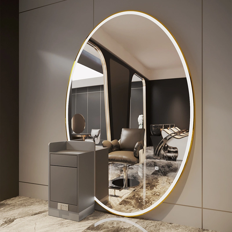 New Fashion Big Size Salon Mirror Customized LED Light Styling Station Beauty Mirror Barber Furniture