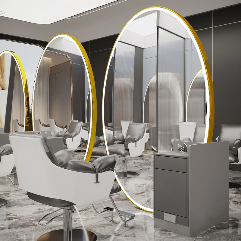 New Fashion Big Size Salon Mirror Customized LED Light Styling Station Beauty Mirror Barber Furniture