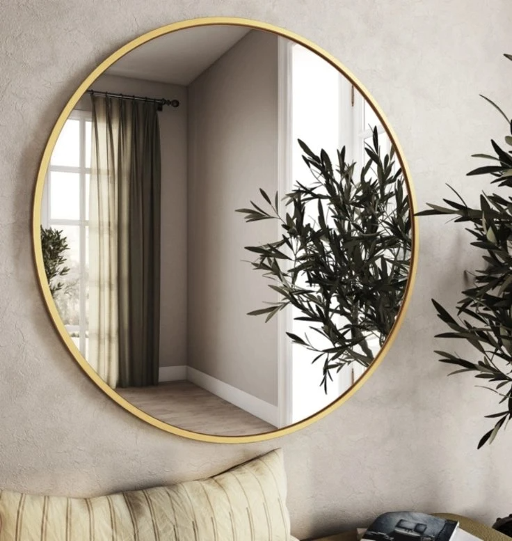 Round Mirror Farmhouse Mirror Metal Framed Mirror for Wall