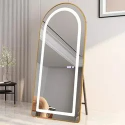 Aluminum Alloy Frame Arched Floor Mirror Living Room and Bedroom Decoration Full Length Mirror LED Vanity Wall Mirror