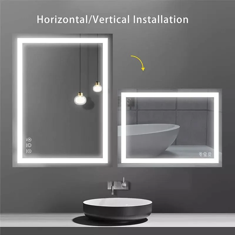 Customized Home Wall Mounted Illuminated Smart LED Lighting Bathroom Mirror Decor Bath Mirror with LED Lights