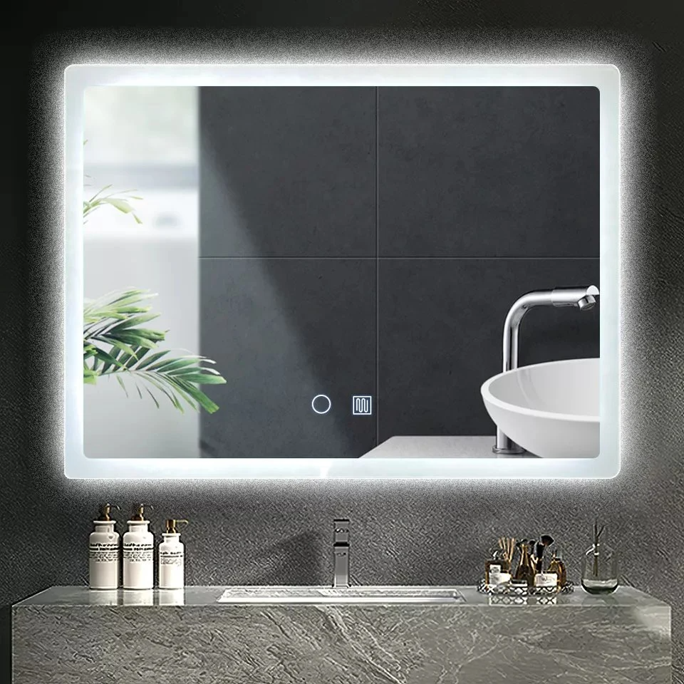 High Quality Home Hotel Mall SPA Salon Fitness Edge Light Defogging Smart Wall Mounted Rectangle Shape LED Light Bathroom Mirror