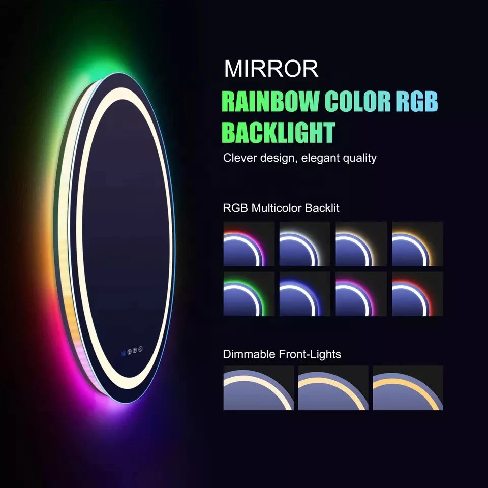 Modern Bathroom Vanities Large Wall Mounted Home Furniture Bedroom Back Light Smart Makeup Half Moon Salon RGB LED Mirror