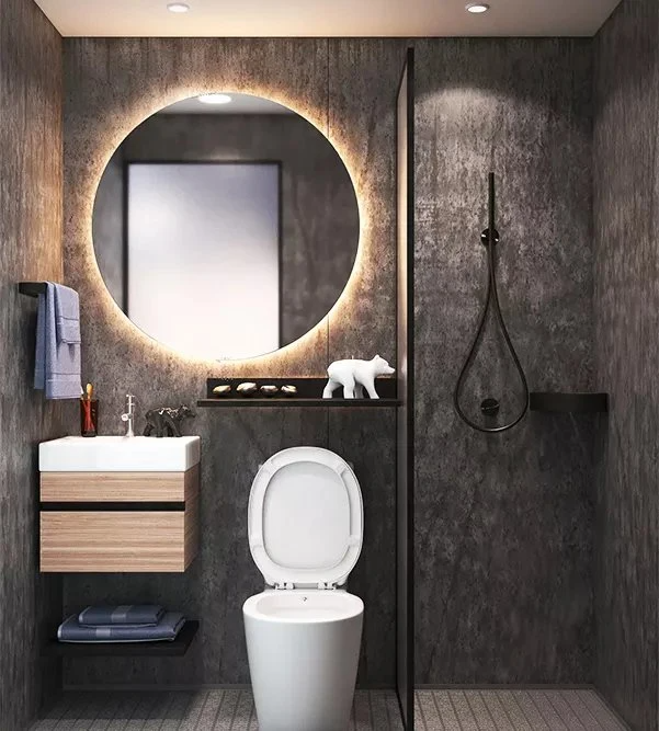 600mm Round Wall Mounted Mirror LED Colored Light Customized Defog Smart Bathroom LED Wash Basin Mirror with Time Display