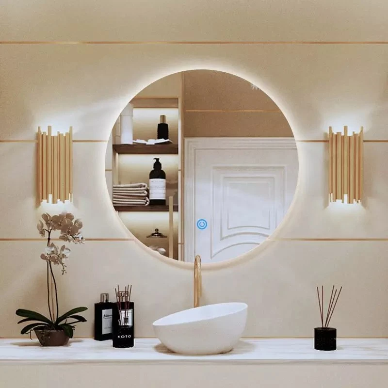 Home Frameless Round Backlit LED Lighted Bathroom Mirror Decorative Bath Wall Mirror