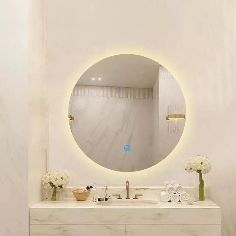 Home Frameless Round Backlit LED Lighted Bathroom Mirror Decorative Bath Wall Mirror