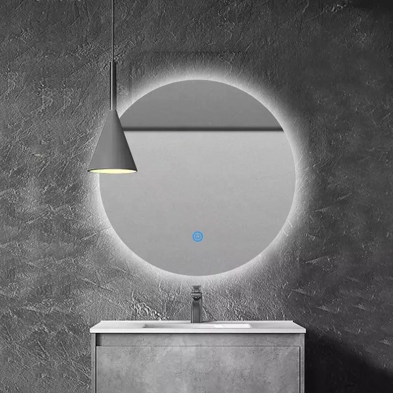 Home Frameless Round Backlit LED Lighted Bathroom Mirror Decorative Bath Wall Mirror