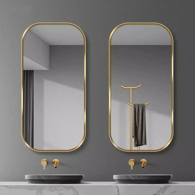 Hotel Wall Mounted Oval Bath Mirror Gold Frame Smart LED Mirror Defogger Lighted Upvaniity Bathroom Mirror